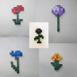 Mniejsze kwiaty Minecraft. Wybierz swoją ulubioną kombinację dekoracji ściennych. Malowane ręcznie.