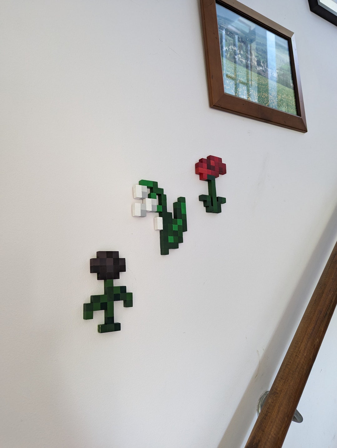 Minecraft Hand Painted Wooden Block Minecraft Inspired Hand Painted Wall Art Flowers, Wither ...