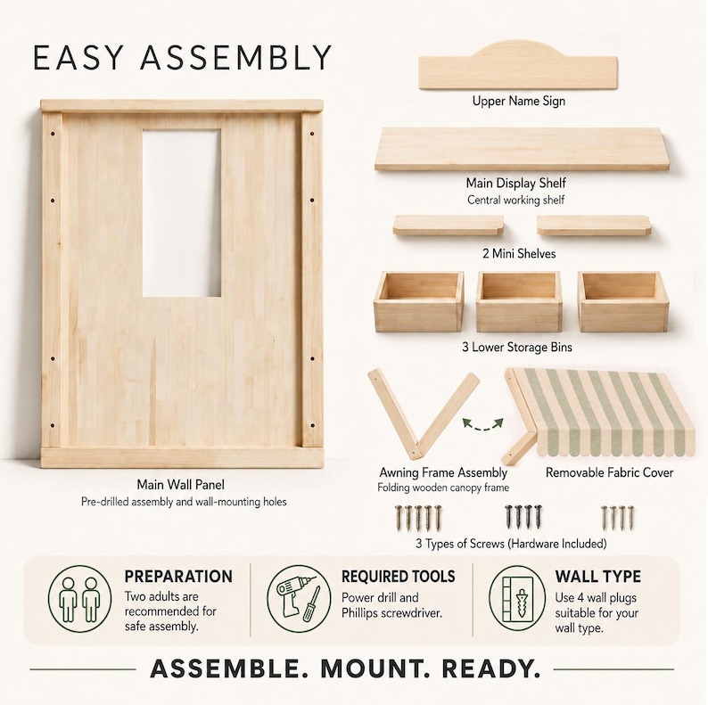 Wall-Mounted Pretend Play | Montessori Play Café | Scandinavian Wooden Store Concept image 16