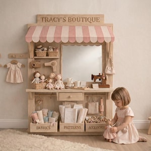 Wooden Mini Playground, Pretend Play House, Montessori Sewing Set, Nursery Decor for Kids