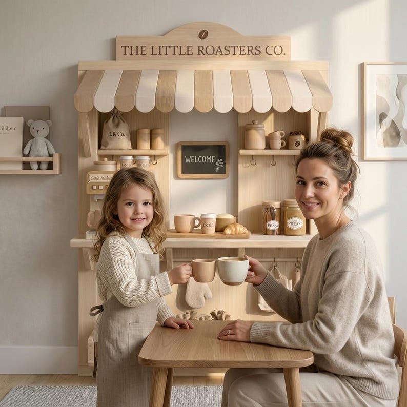 Wall-Mounted Pretend Play | Montessori Play Café | Scandinavian Wooden Store Concept image 9