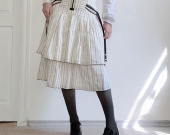 French designer layered midi skirt ୨୧ Baby Doll Cyber Grunge ୨୧  Vintage Coquette Pinstripe Skirt