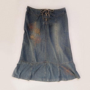 2000s Romantic Maxi Skirt ୨୧ Y2k Embroidered Corset Skirt