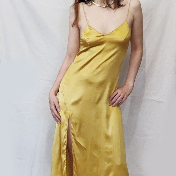 Vintage Pure Silk Slit Dress | Italian Vintage Slip Dress
