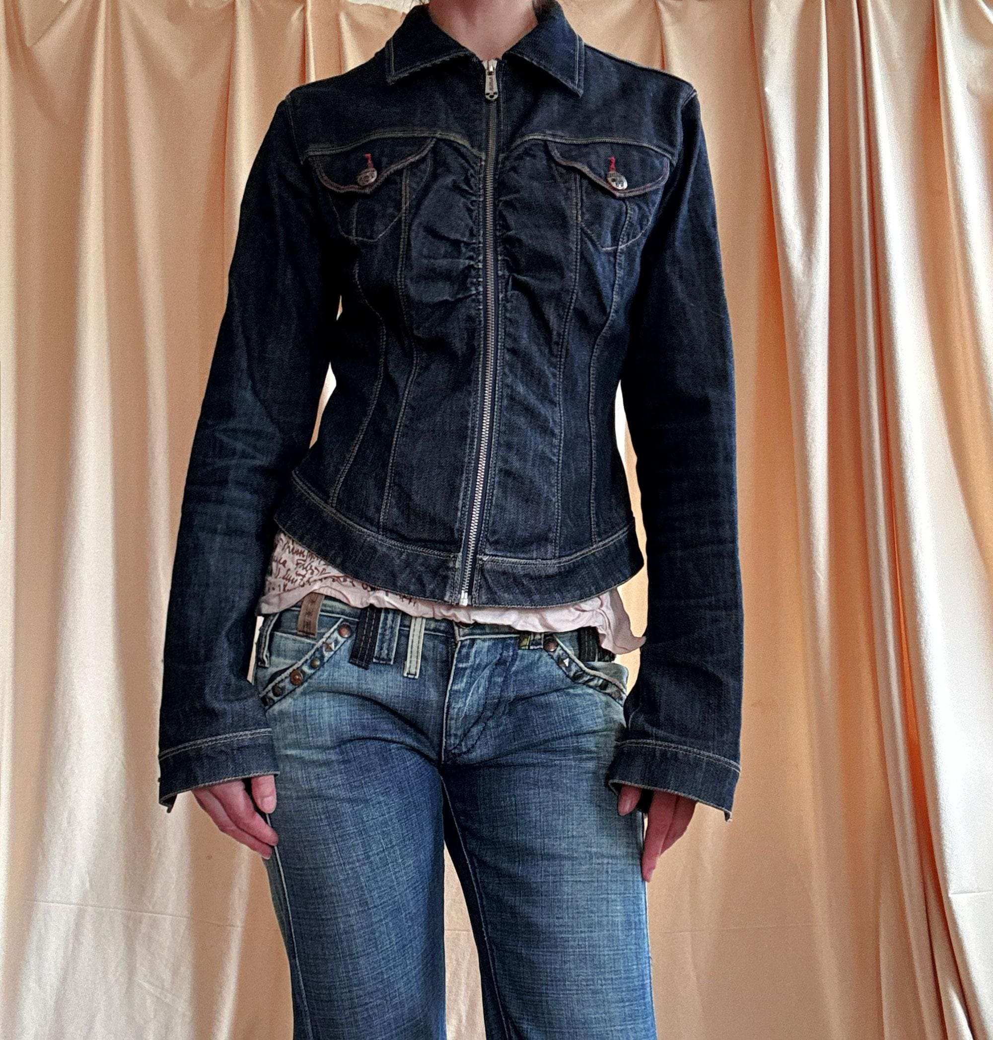 Killah by Miss Sixty Denim Zip Jacket With Draped Front - Etsy