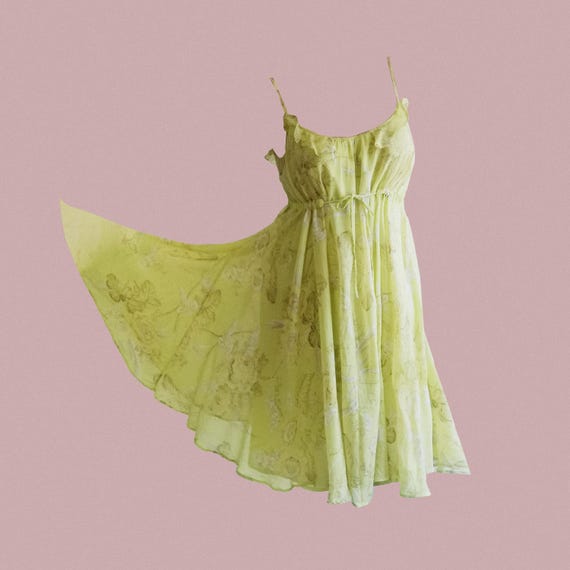 Baby Doll Silk Dress in Chartreuse From Reiss  Lingerie Style Fairy Dress  - Etsy New Zealand