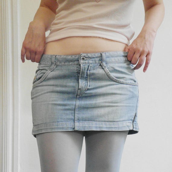 Diesel, Diesel Faded Denim Micro Skirt 2000s Vintage