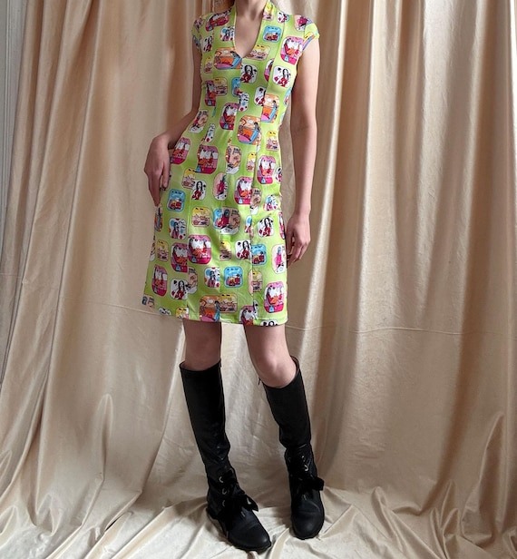 green mini dress y2k Y2K Backless Ruffled Short Dress / Green Yellow Blue White Khaki