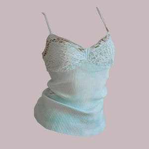 Didier Parakian Lingerie Top with Crochet Bust ʚɞ Knit Strap Top in Coquette Style