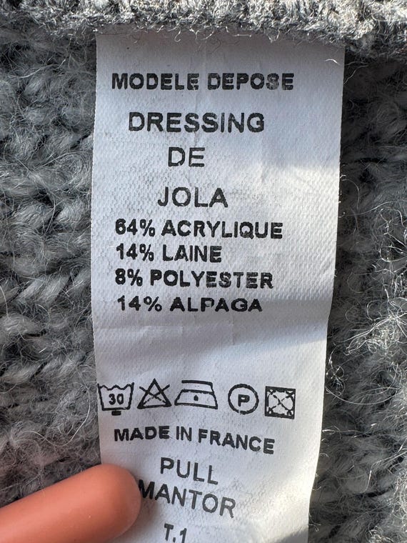 French Asymmetrical Patchwork Wool Sweater (Size … - image 5