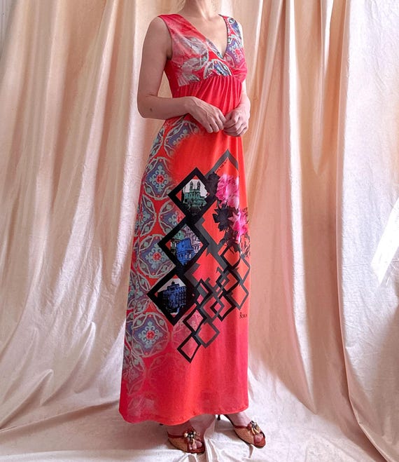 coral empire waist dress Save the Queen Maxi Dress, Coral Empire Waist Summer Dress (M)