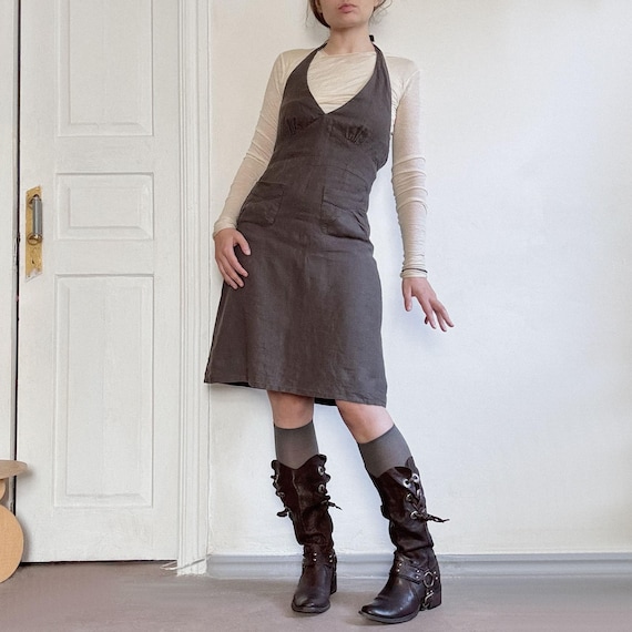 Kookai Linen Dress ʚɞ Faerie Halter Dress in Earthy Color