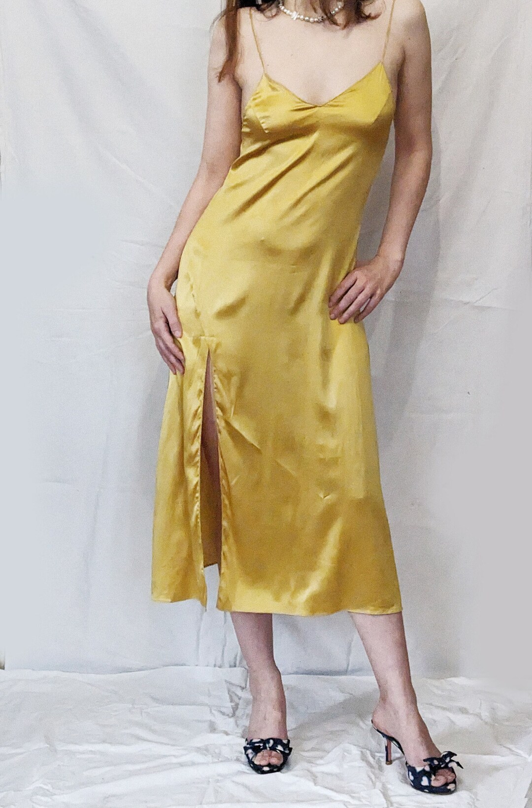 Gilded Earth Silk Slub a-line Dress with Patch Pocket