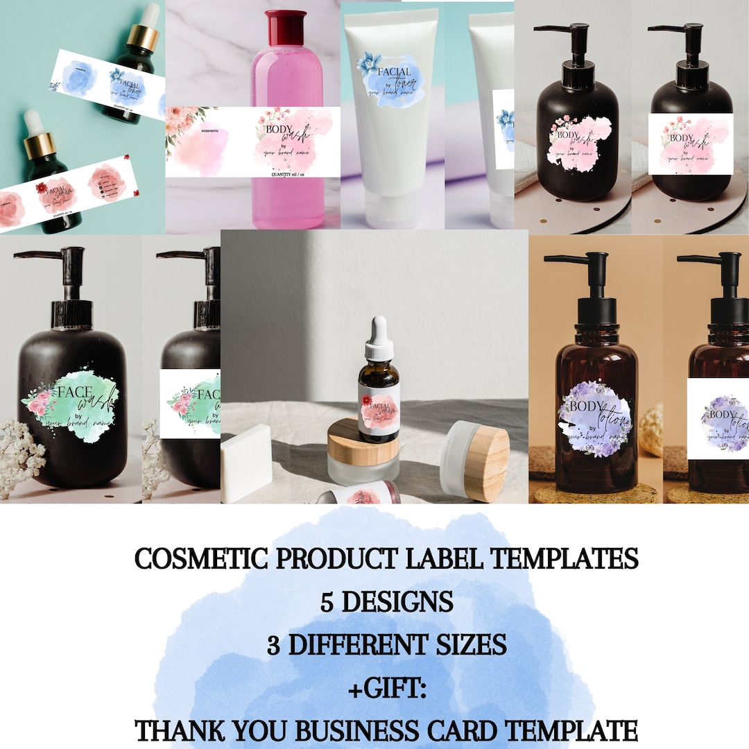 Editable Cosmetic Product Label Template 5 Designs Skincare Etsy