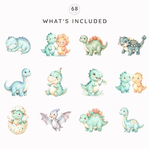 Cute Dinosaur Clipart Creator Pack, Little Dino is Hatching, Baby ...
