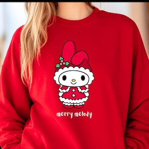 My Melody Christmas Sweatshirt, Cute Holiday Cartoon Crewneck Jumper, Festive Xmas Sweater, Winter Pullover, Unisex Christmas Gift,