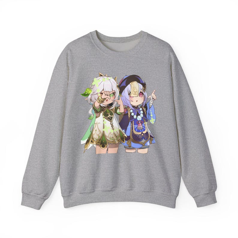Sudadera con cuello redondo y gráfico de Nahida QiQi: suéter holgado de mezcla de algodón imagen 8