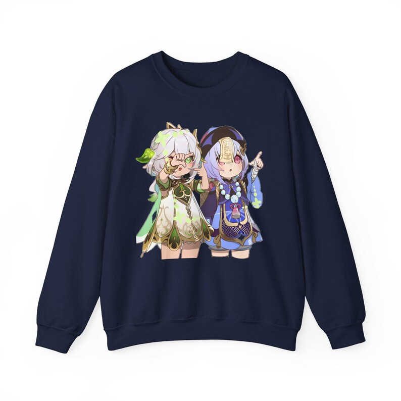 Sudadera con cuello redondo y gráfico de Nahida QiQi: suéter holgado de mezcla de algodón imagen 9