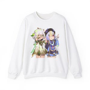 Sudadera con cuello redondo y gráfico de Nahida QiQi: suéter holgado de mezcla de algodón imagen 6