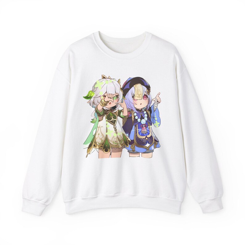 Sudadera con cuello redondo y gráfico de Nahida QiQi: suéter holgado de mezcla de algodón imagen 6