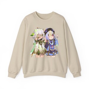 Sudadera con cuello redondo y gráfico de Nahida QiQi: suéter holgado de mezcla de algodón imagen 7