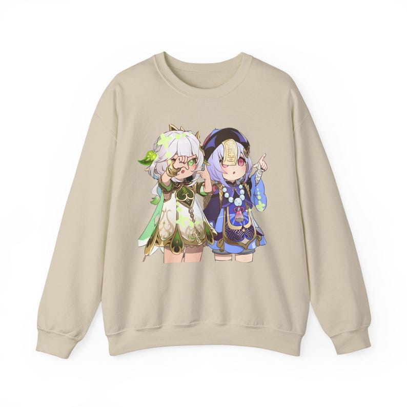 Sudadera con cuello redondo y gráfico de Nahida QiQi: suéter holgado de mezcla de algodón imagen 7
