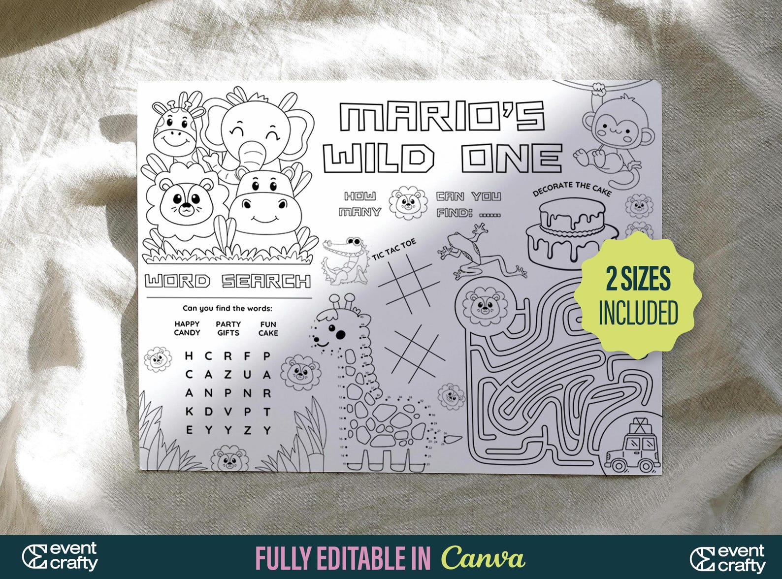 Wild One Birthday Coloring Page, Printable Wild One Birthday Coloring ...