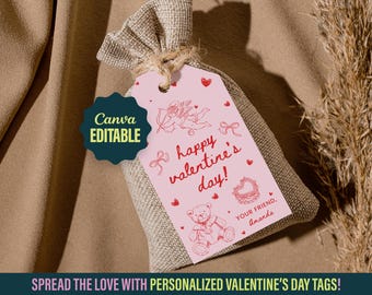 Etiqueta de San Valentín dibujada a mano: Cupido coqueta imprimible (descarga digital)