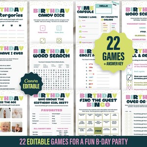 Kids Birthday Games Bundle: 23 Printable Party Games (Editable)