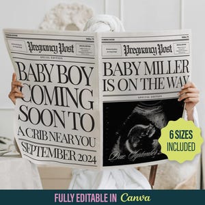 Custom Newspaper Pregnancy Announcement: Editable Canva Template (Digital Download)