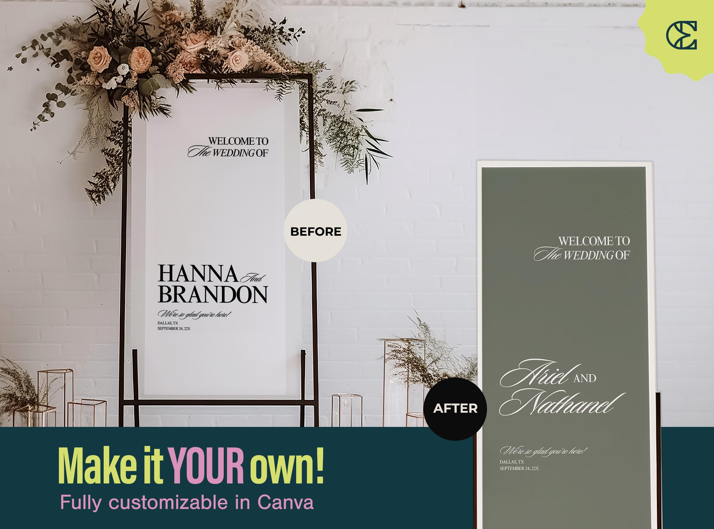 Elegant Wedding Welcome Sign Template: Modern Printable (editable in ...