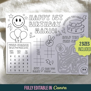 Happy Dude Birthday Coloring Placemat: Custom Name Activity (Digital Download)