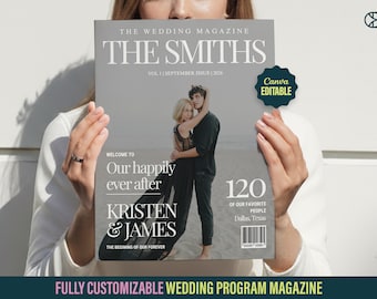 Wedding Magazine Canva Template, Modern Wedding Program Template, Editable Wedding Booklet, Personalized Wedding Magazine Program Printable