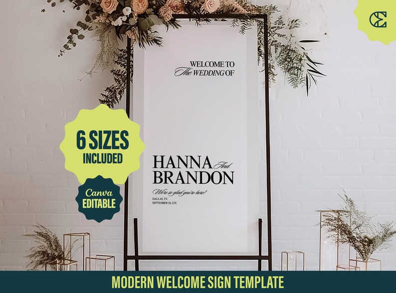 Elegant Wedding Welcome Sign Template: Modern Printable (editable in ...