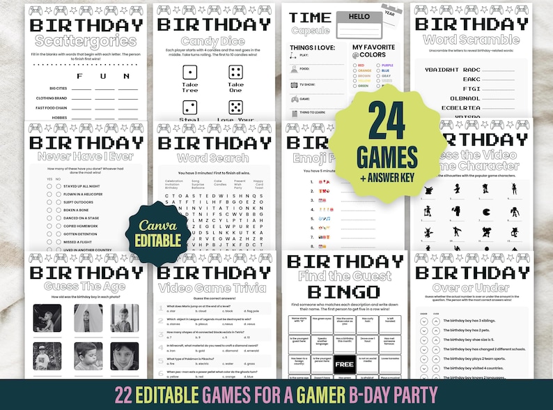 Boy Birthday Games Bundle Gaming Birthday Party, Gaming Birthday ...