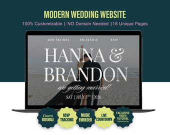 Canva Wedding Website Template with Music, Countdown, Online RSVP, Photo Gallery, Exclusive Tutorial Video