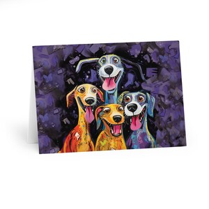 Lot de 6 - Cartes de voeux imprimées à la main - Chiens rigolos - Mats - Cartes beaux-arts - Intérieur vierge - 5 x 7