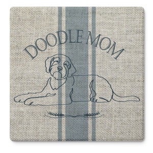 Farmhouse Doodle Mom Coasters Set - Goldendoodle Lover Gifts - Stone Drink Coasters