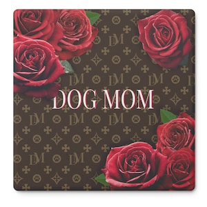 Red Roses Coasters - Dog Mom Motif Stone Coaster Set - Dog Mom Gift