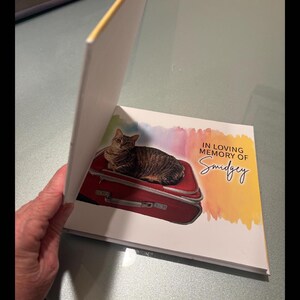 Diario per la perdita di un animale domestico, regalo commemorativo per gatti, libro con acquerelli a tema Ponte dell'Arcobaleno, opzione foto personalizzata immagine 3