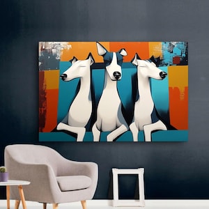 Chill Dogs - Matowy plakat - Gruby plakat - Biały i czarny nadruk z psami - Fantazyjna sztuka z psami - Dekoracja ścienna z psami - Prezent dla miłośnika psów - Abstrakcyjny