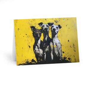 Lot de 6 - Cartes de voeux imprimées à la main artiste Three Dogs - Mat - Cartes beaux-arts - 5 x 7