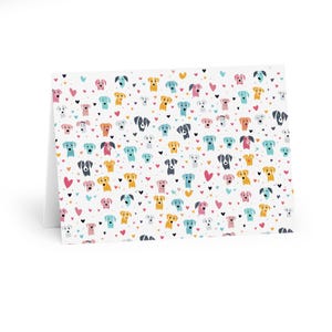 Cartes sur le thème des chiots - Intérieur vierge - Cartes de voeux imprimées à la main - Mat - Cartes beaux-arts - Lot de 6 - 5 x 7