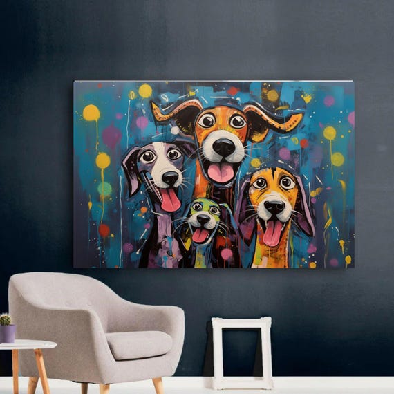 Funny Dog Art Print, Whimsical Poster - Print Colorful Pet Art - Happy Dog Art - Original Design - Matte Poster