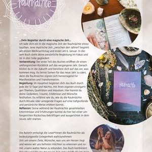May include: A book cover with a white background and the text "rauhmachte" in a stylized font. The book is titled "Dein Begleiter durch eine magische Zeit" and features a woman holding a book with a white background and the text "rauhmachte" in a stylized font. The book is titled "Dein Begleiter durch eine magische Zeit".