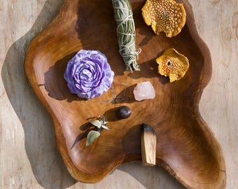 Wood Plate Tray Bali Teak Handmade Wooden Tableware Dishware Temple Altar Decoration Obst Anrichte Rustikal