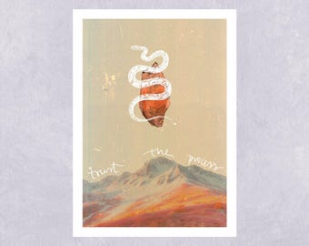 Postkarte Mandala „trust the process“ A6 Spiritual Quote Healing Growth Support Art Crystal Snake Mountain