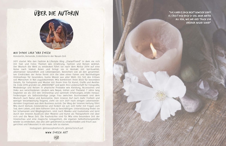 May include: A close-up of a lit candle with a white flower in the foreground. The candle is in a glass jar and is surrounded by small stones. The text "DAS KANN ES NOCH NICHT GEWESEN SEIN ES STECKT DOCH NOCH SO VIEL MEHR INTER ALL DEM, WAS WIR HIER TAGT&Auml;GLICH VOR AUGEN HABEN" is visible in the background.