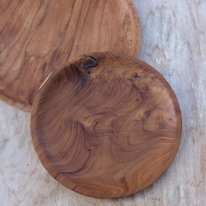 Wood Plate Bali Teak Handmade Wooden Tableware Dishware Kitchen Food Geschirr Dekoration