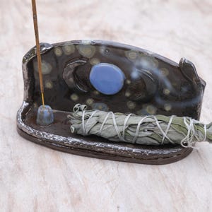 Home Clay Altar / Shrine / Temple Moon Shelf Wall Ceramic Decor Witch Incense Holder Candle #11